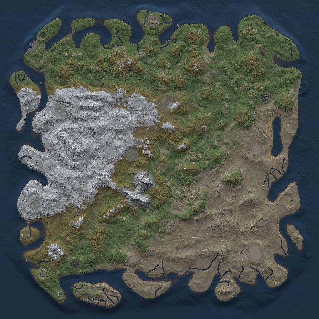Rust Map: Procedural Map, Size: 6000, Seed: 1148605, 18 Monuments