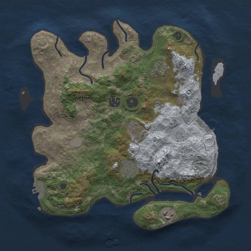 Rust Map: Procedural Map, Size: 3250, Seed: 21870, 12 Monuments