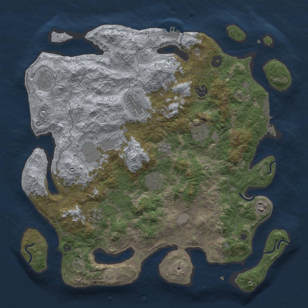 Rust Map: Procedural Map, Size: 4000, Seed: 1344223607, 16 Monuments