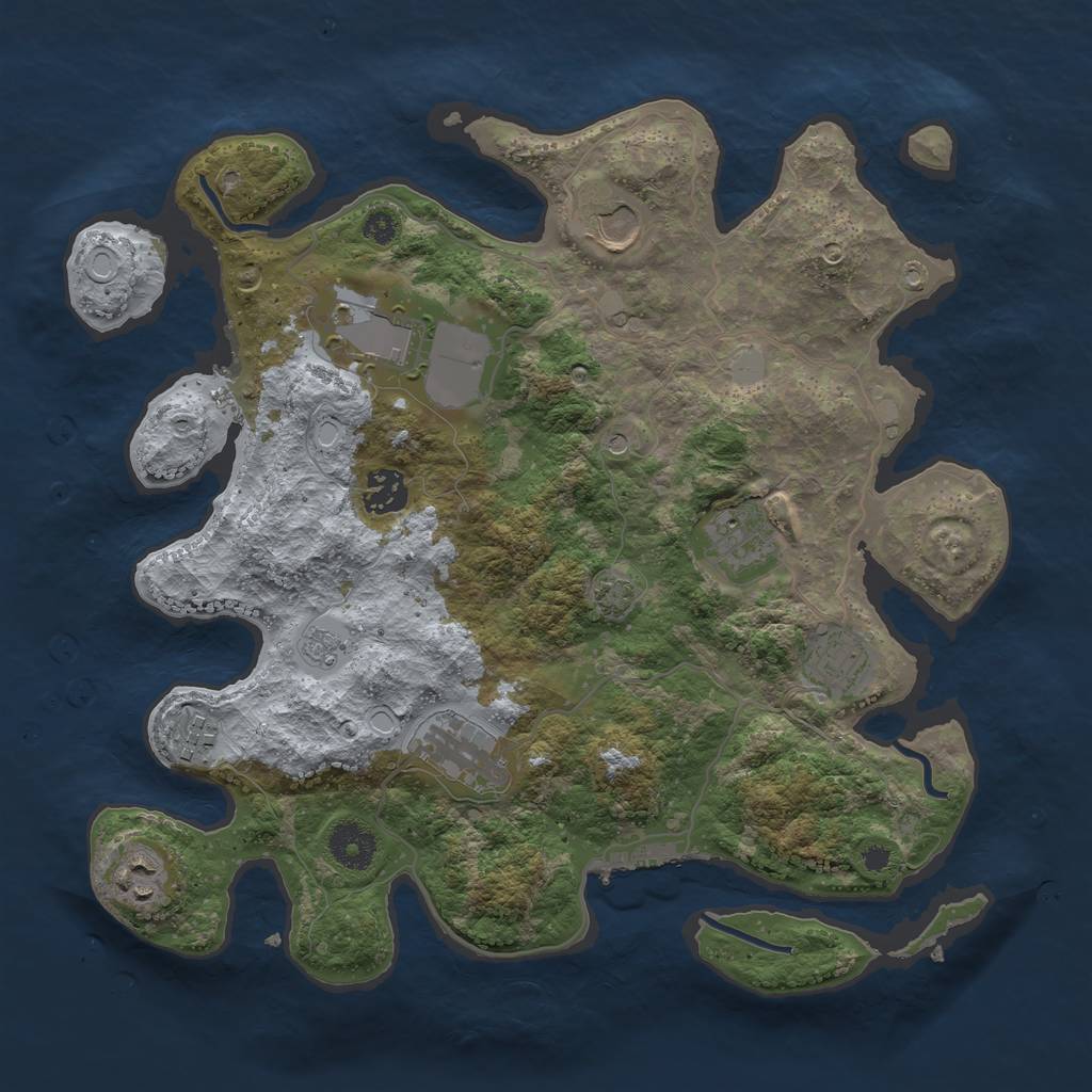 Rust Map: Procedural Map, Size: 3500, Seed: 84216868, 14 Monuments