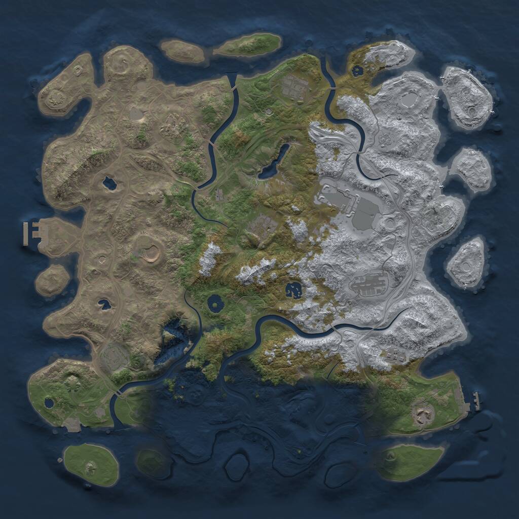 Rust Map: Procedural Map, Size: 4500, Seed: 848202462, 16 Monuments