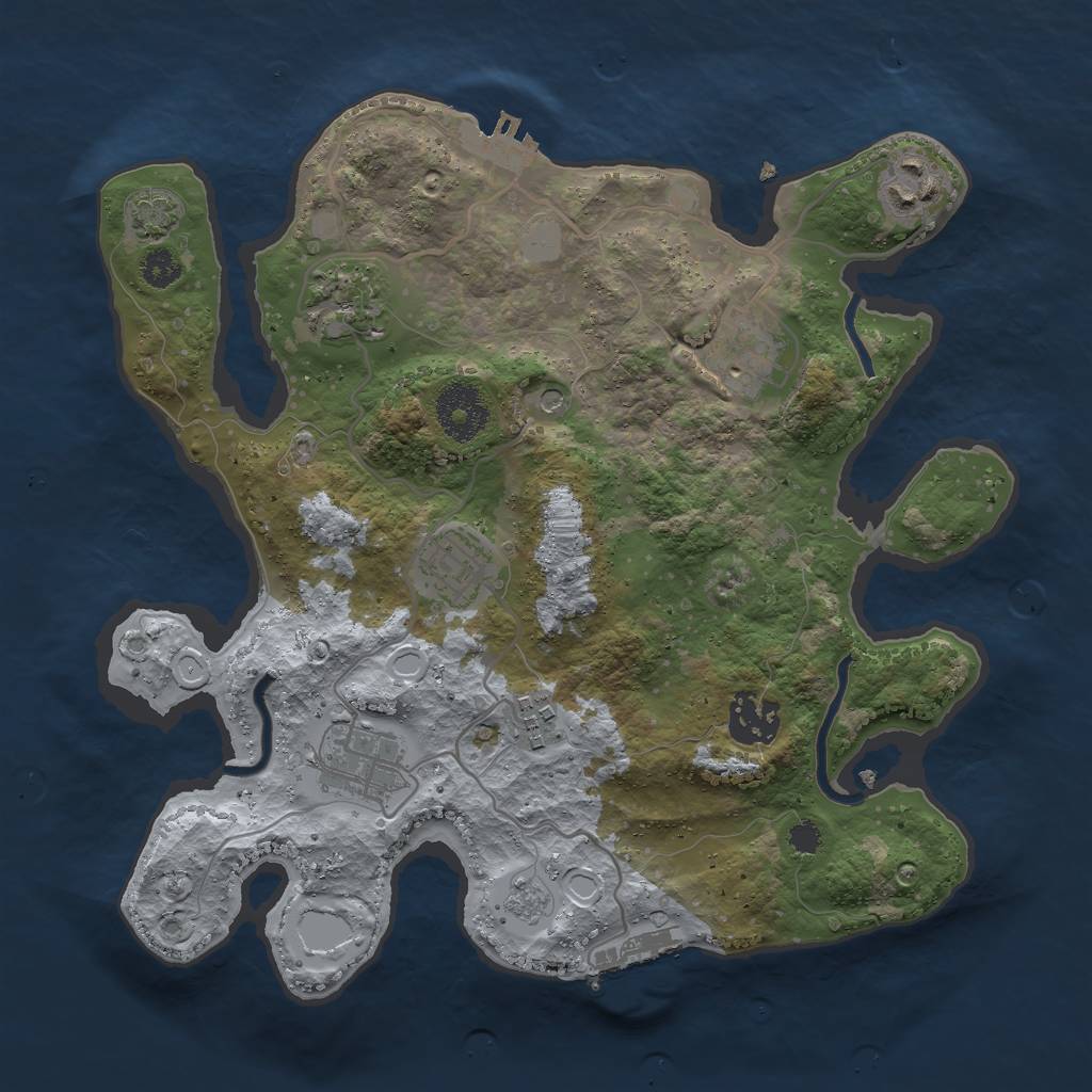 Rust Map: Procedural Map, Size: 3000, Seed: 1061131933, 14 Monuments