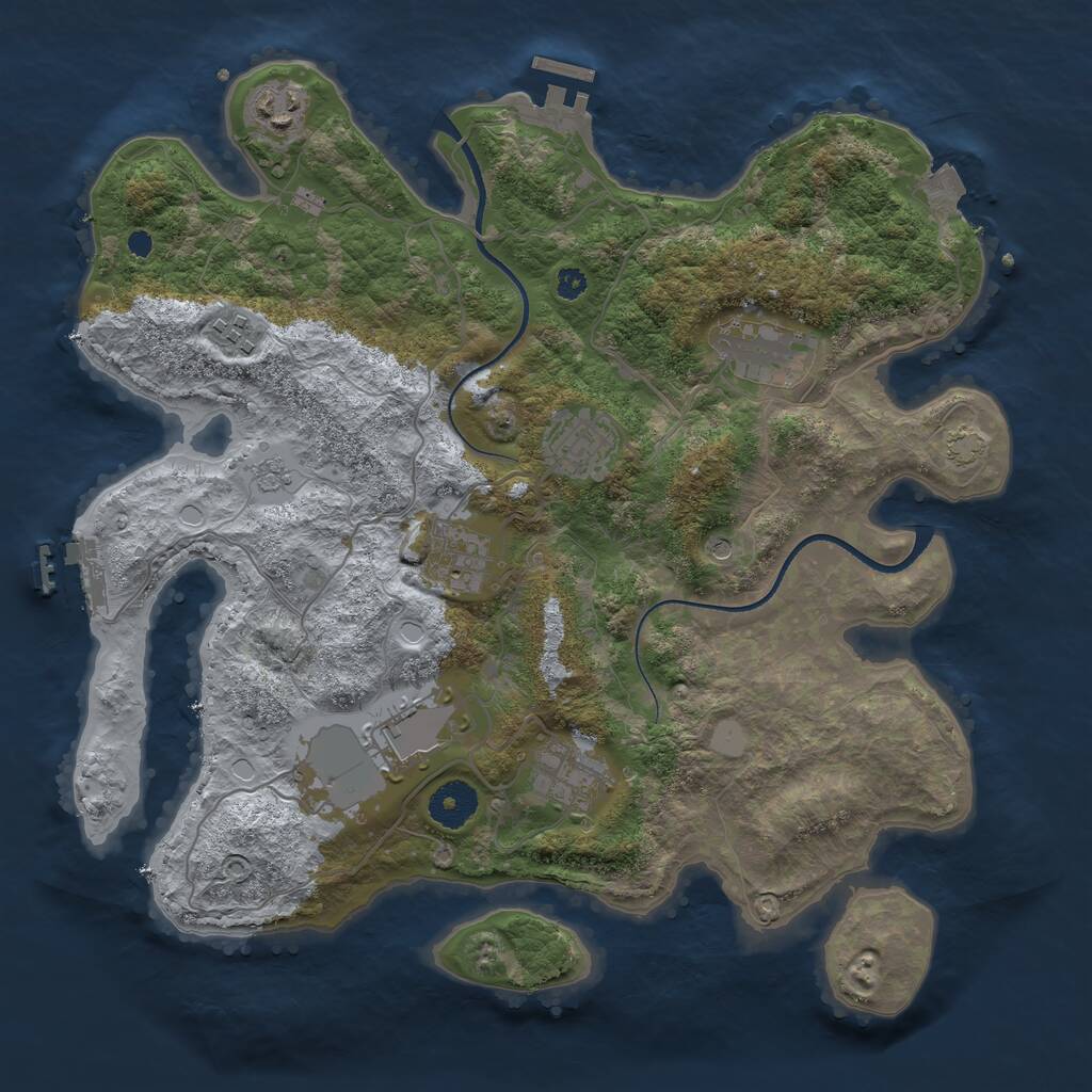 Rust Map: Procedural Map, Size: 3500, Seed: 2063753675, 13 Monuments