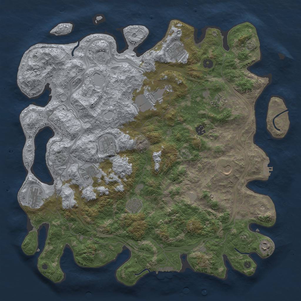 Rust Map: Procedural Map, Size: 4500, Seed: 955546169, 18 Monuments