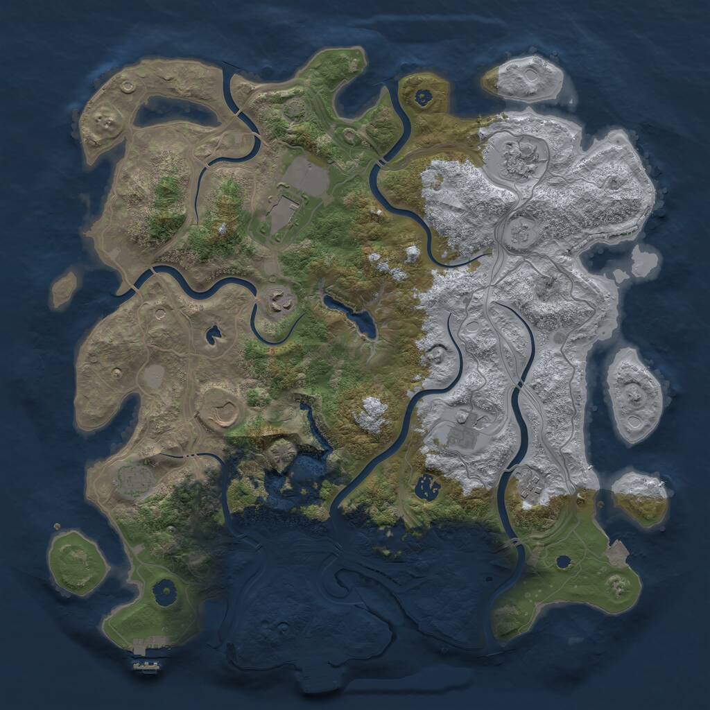 Rust Map: Procedural Map, Size: 4250, Seed: 1115866855, 14 Monuments