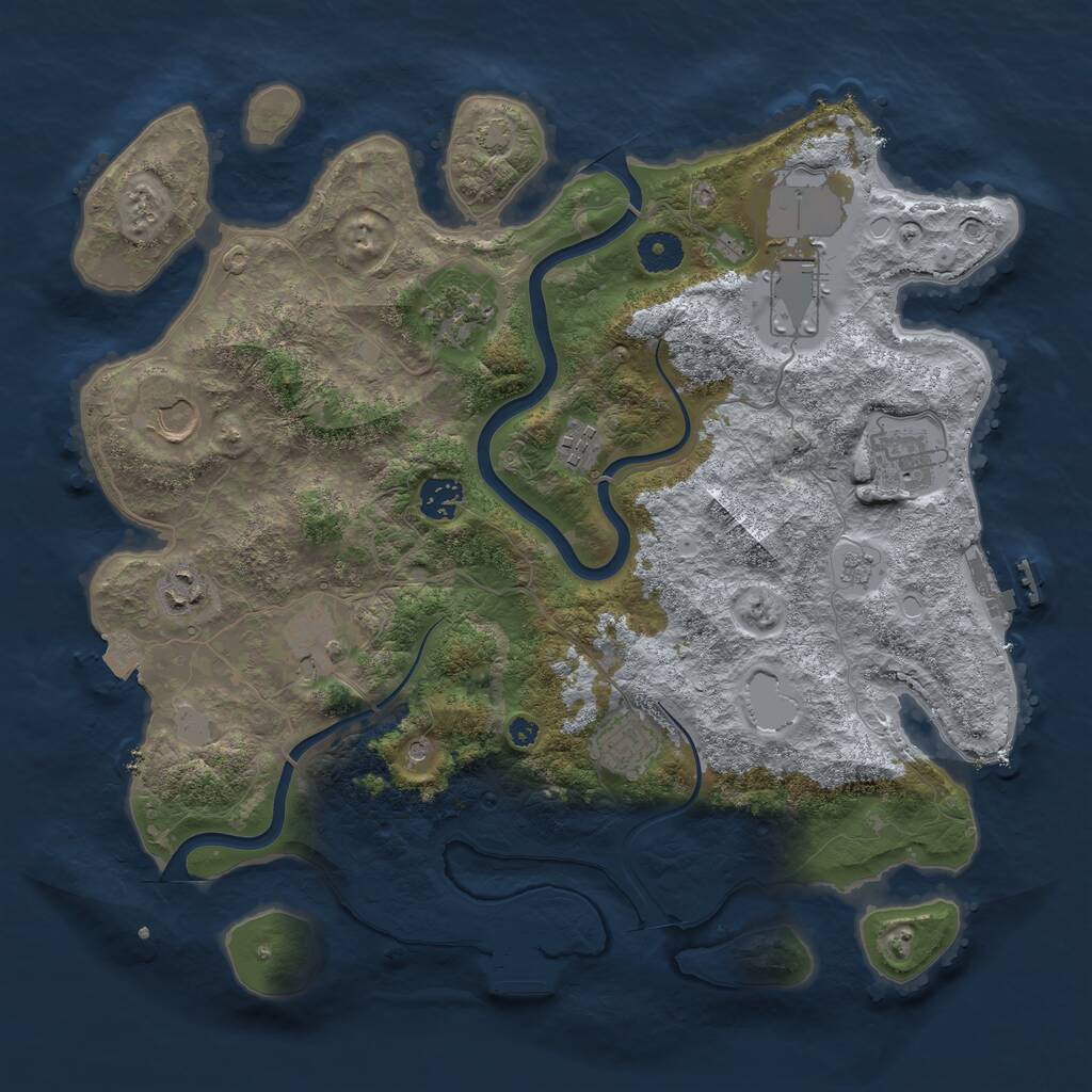 Rust Map: Procedural Map, Size: 3800, Seed: 1097583358, 15 Monuments
