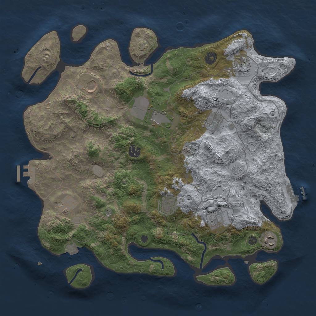 Rust Map: Procedural Map, Size: 3800, Seed: 1097583358, 18 Monuments