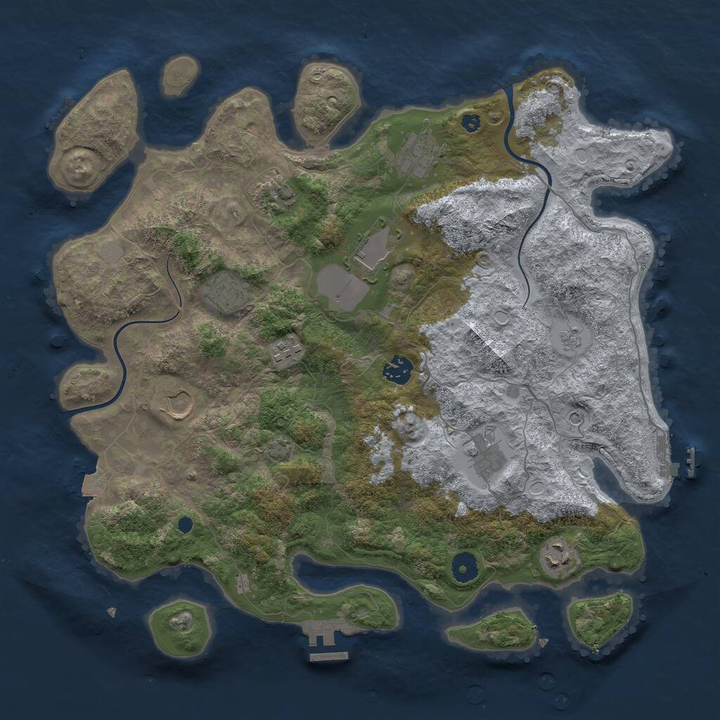 Rust Map: Procedural Map, Size: 3800, Seed: 1097583358, 15 Monuments