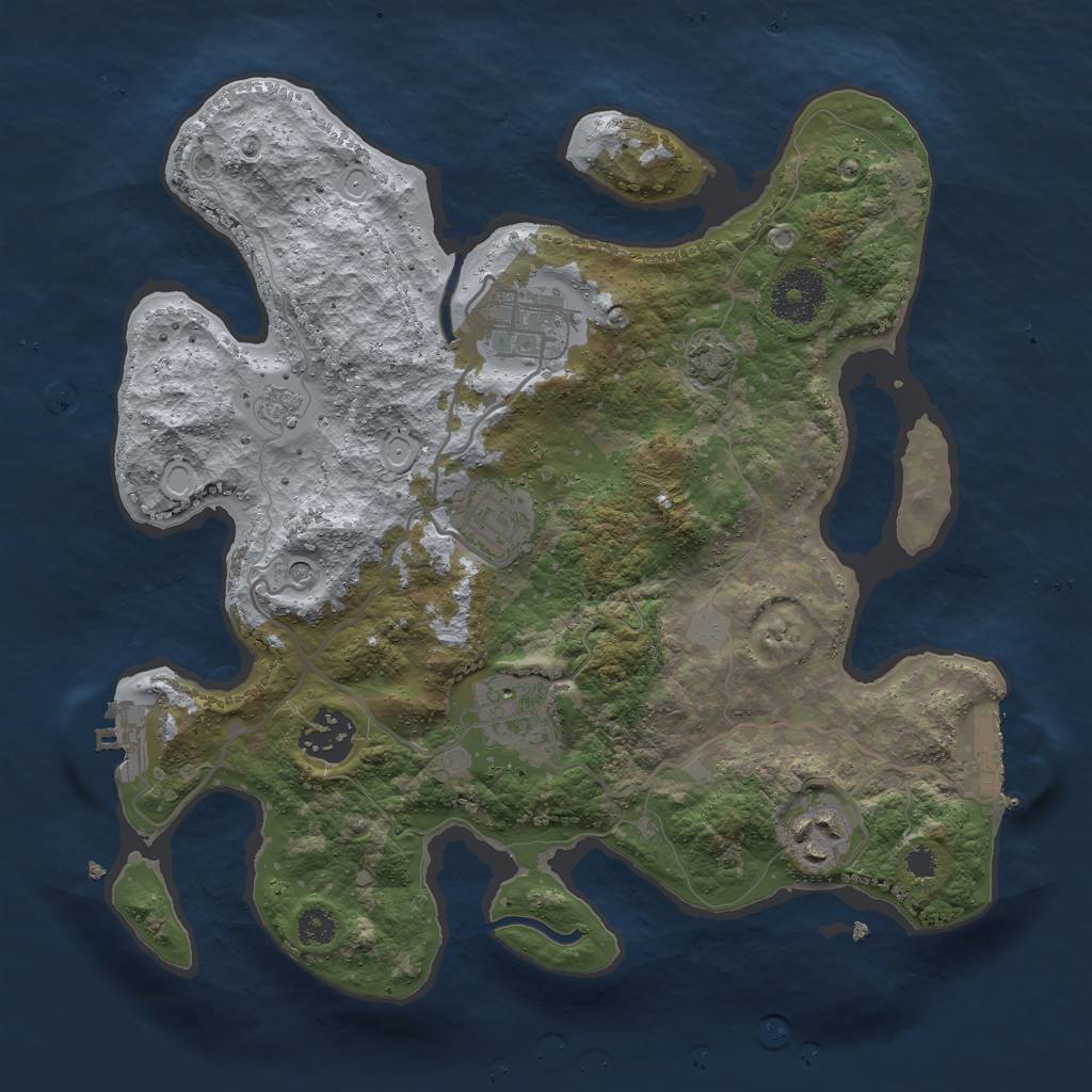 Rust Map: Procedural Map, Size: 3000, Seed: 8678, 12 Monuments