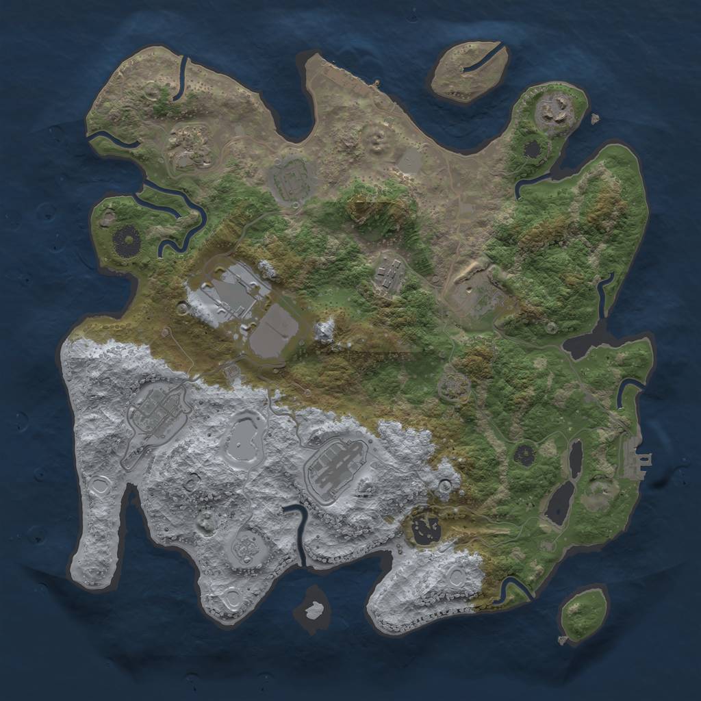 Rust Map: Procedural Map, Size: 3500, Seed: 258125365, 15 Monuments