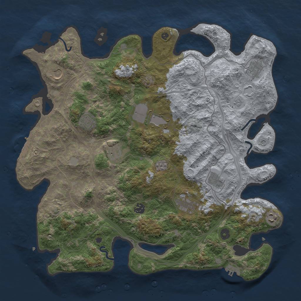 Rust Map: Procedural Map, Size: 4250, Seed: 2140677956, 17 Monuments