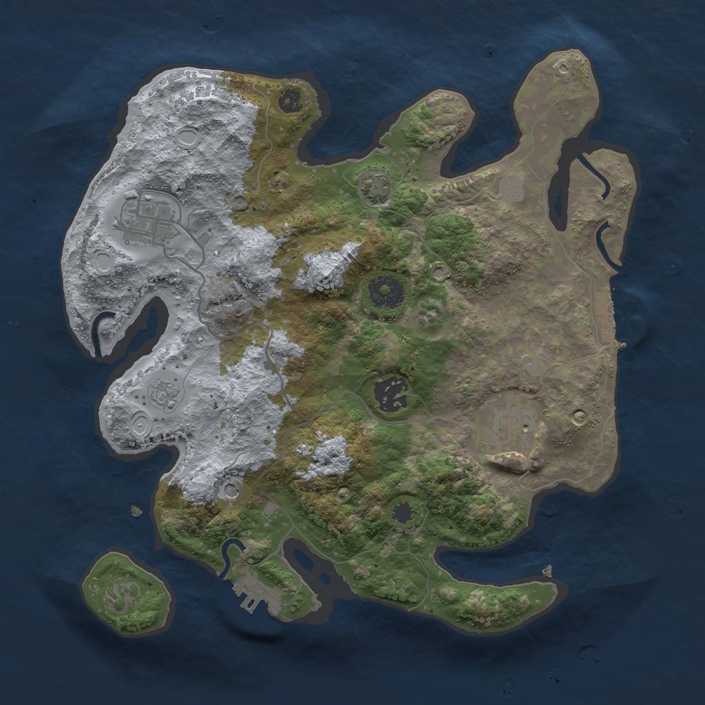 Rust Map: Procedural Map, Size: 3000, Seed: 1120573445, 10 Monuments