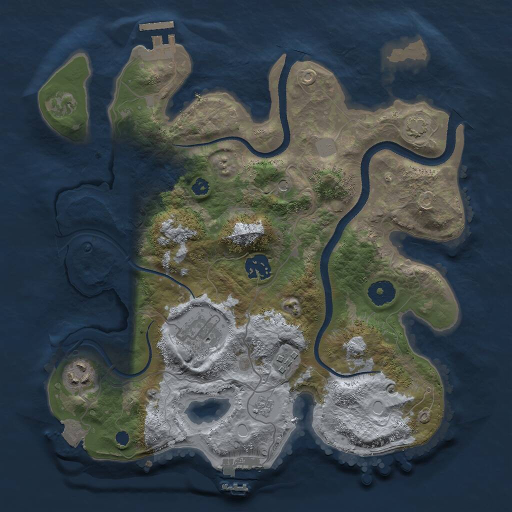 Rust Map: Procedural Map, Size: 3000, Seed: 18836, 10 Monuments