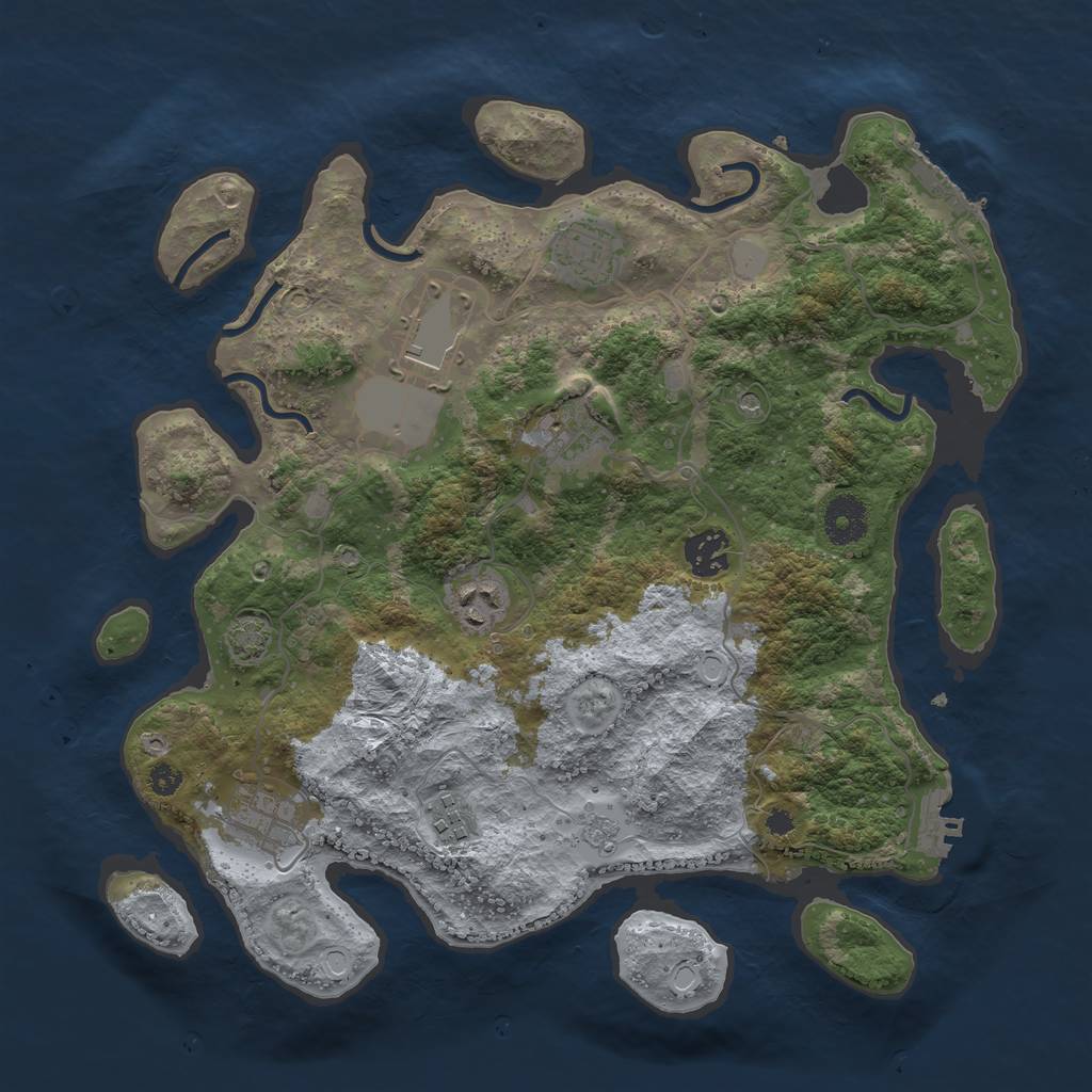Rust Map: Procedural Map, Size: 3500, Seed: 1141385227, 14 Monuments