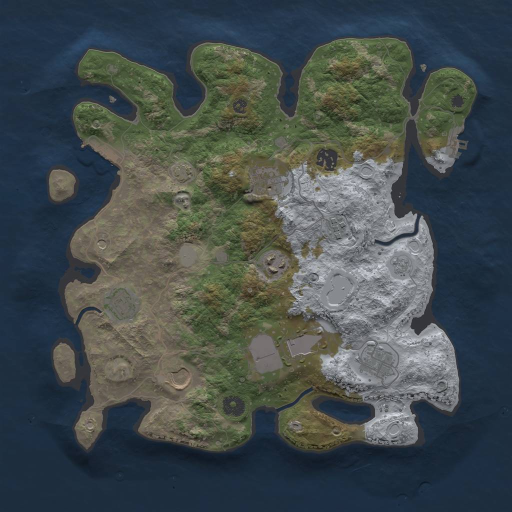 Rust Map: Procedural Map, Size: 3500, Seed: 6022253, 15 Monuments