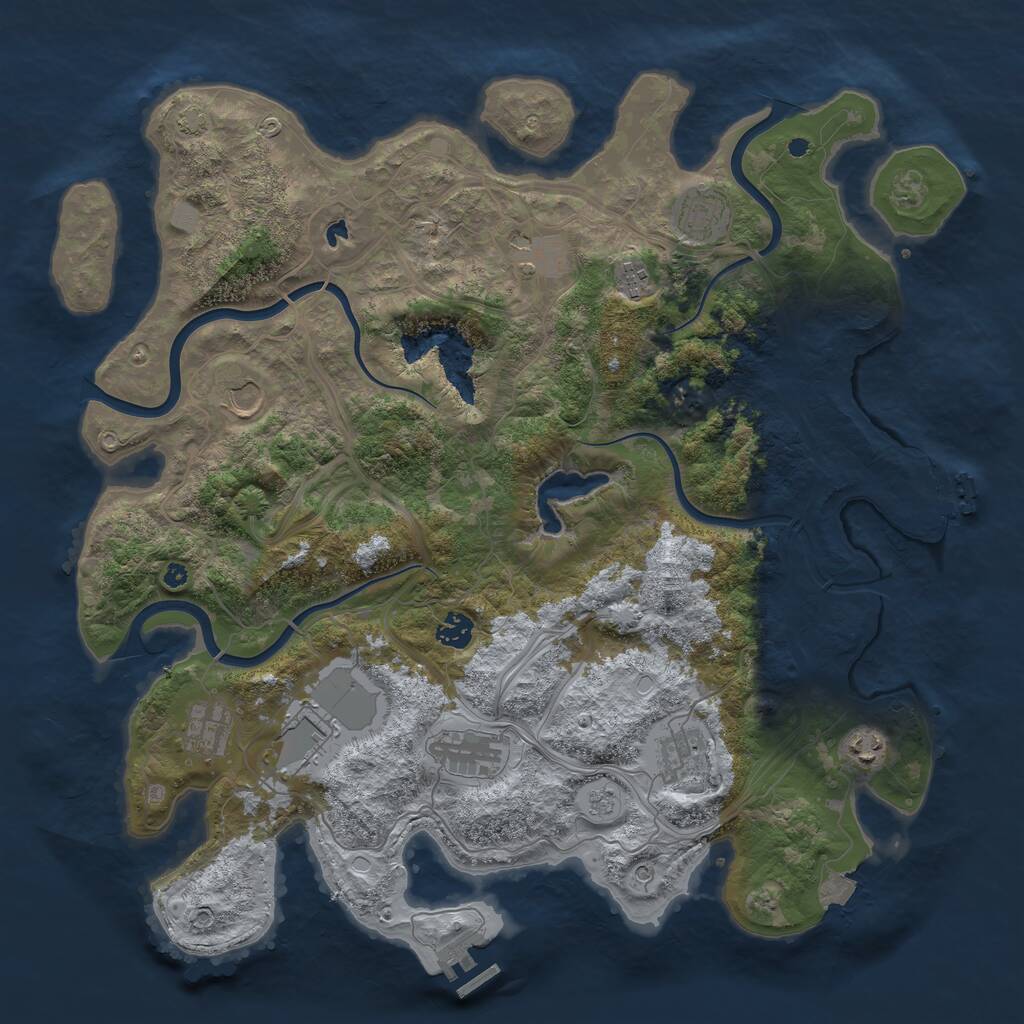 Rust Map: Procedural Map, Size: 4250, Seed: 939272, 16 Monuments