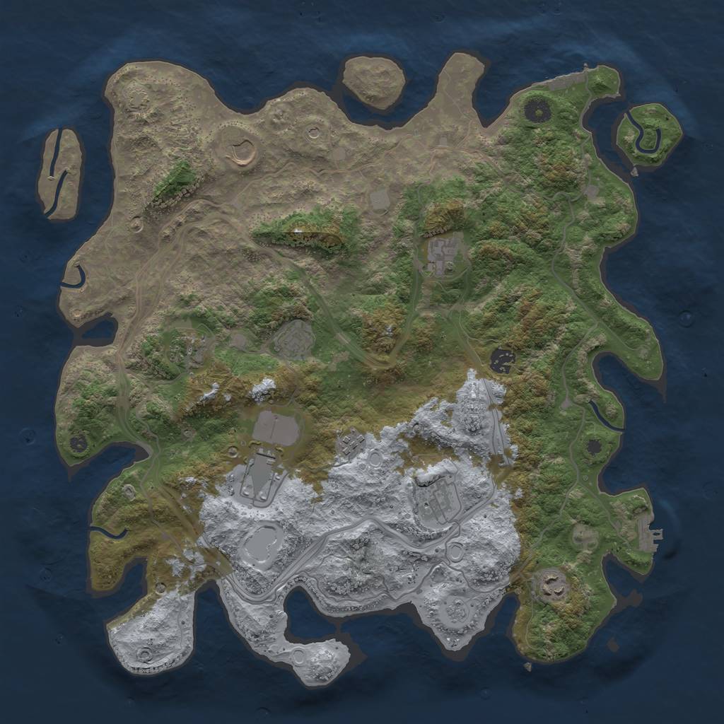 Rust Map: Procedural Map, Size: 4250, Seed: 939272, 16 Monuments