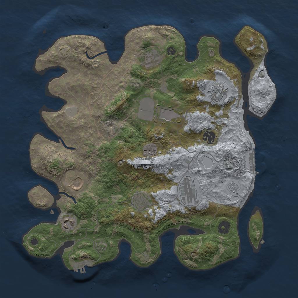 Rust Map: Procedural Map, Size: 3500, Seed: 87894235, 16 Monuments