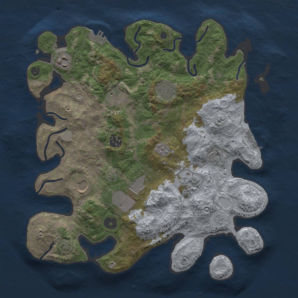 Rust Map: Procedural Map, Size: 3500, Seed: 5471924, 15 Monuments