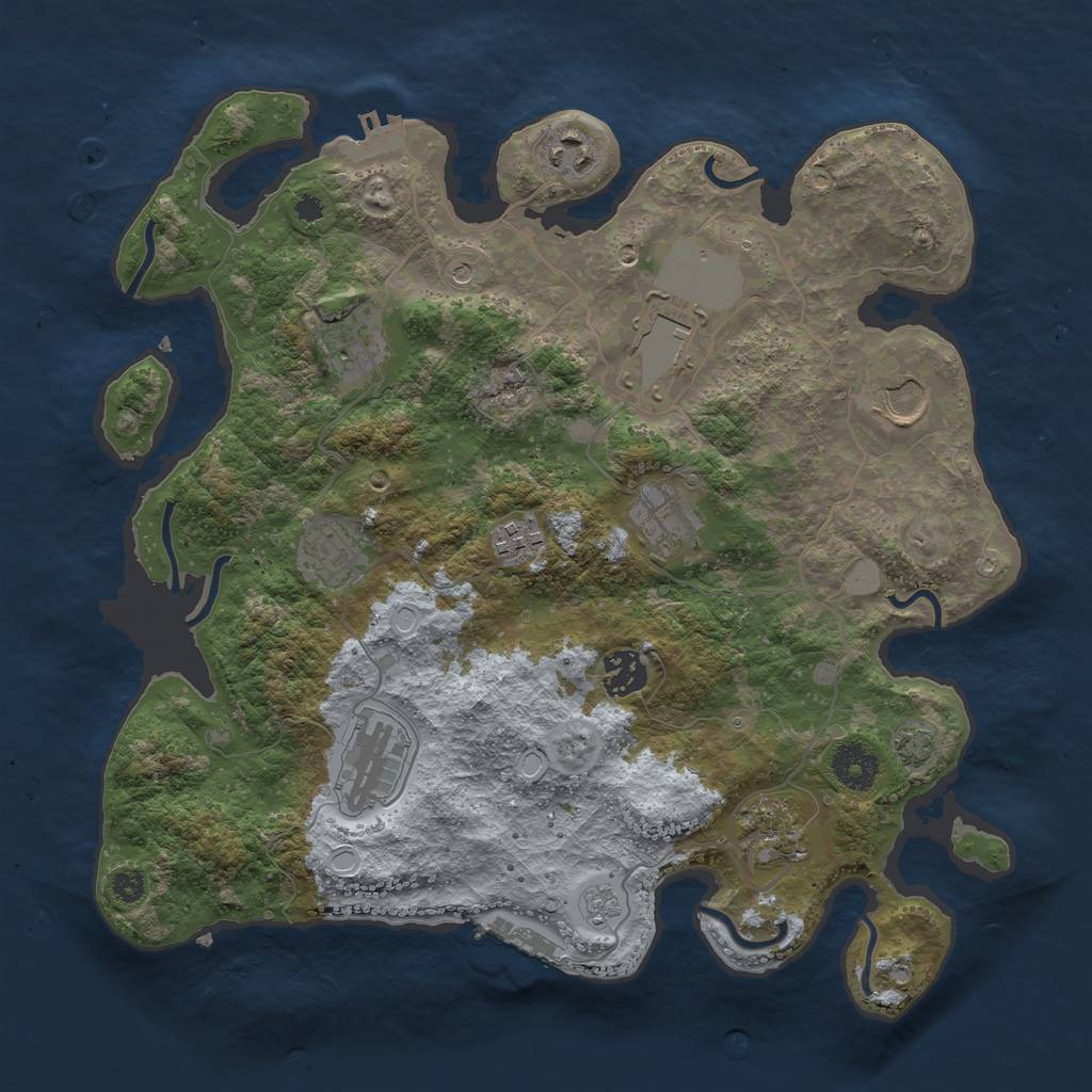 Rust Map: Procedural Map, Size: 3500, Seed: 1504375675, 17 Monuments