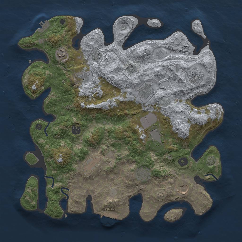Rust Map: Procedural Map, Size: 3800, Seed: 8875462, 17 Monuments