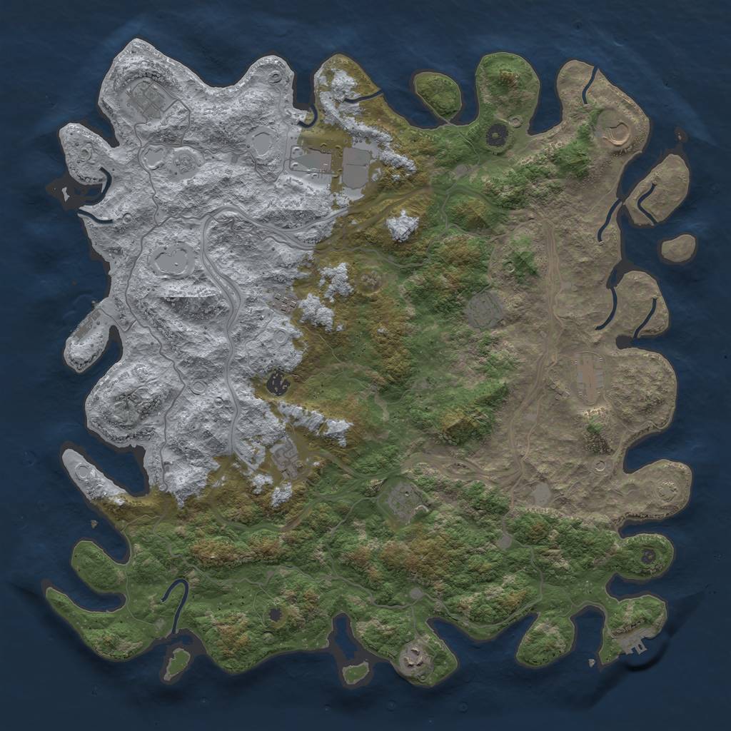 Rust Map: Procedural Map, Size: 4800, Seed: 2127422009, 17 Monuments
