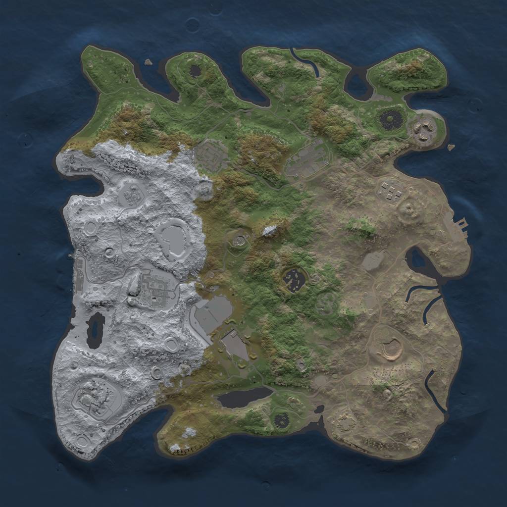 Rust Map: Procedural Map, Size: 3500, Seed: 7212, 16 Monuments