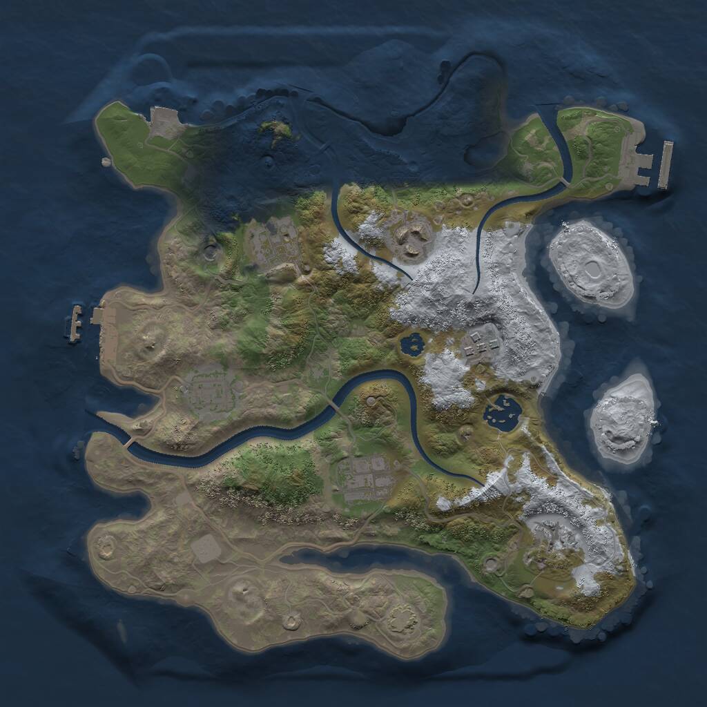 Rust Map: Procedural Map, Size: 3000, Seed: 28281, 12 Monuments