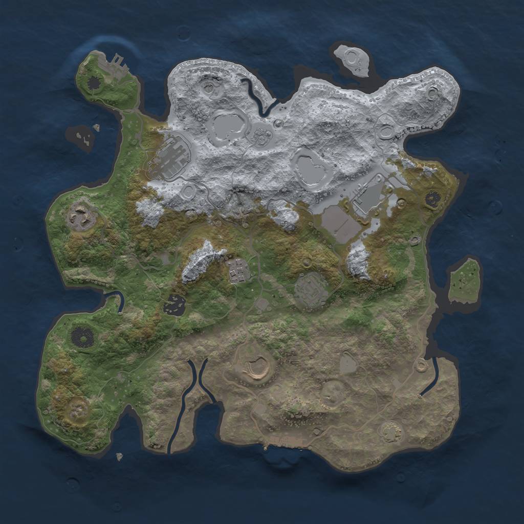 Rust Map: Procedural Map, Size: 3500, Seed: 943393147, 14 Monuments