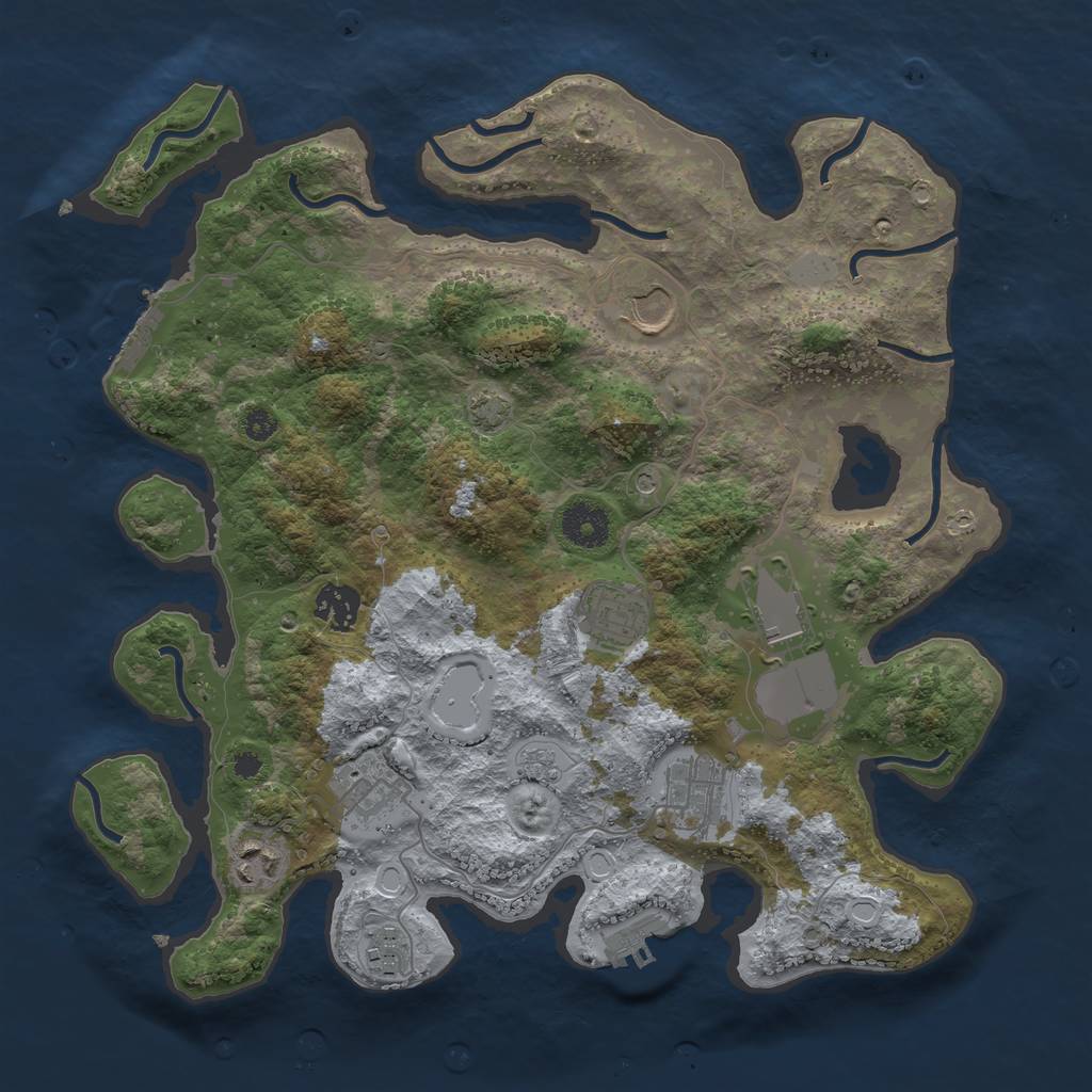 Rust Map: Procedural Map, Size: 3500, Seed: 406417820, 16 Monuments