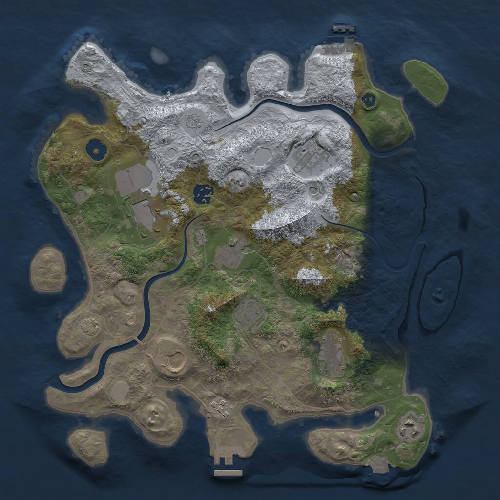 Rust Map: Procedural Map, Size: 3600, Seed: 765437, 15 Monuments