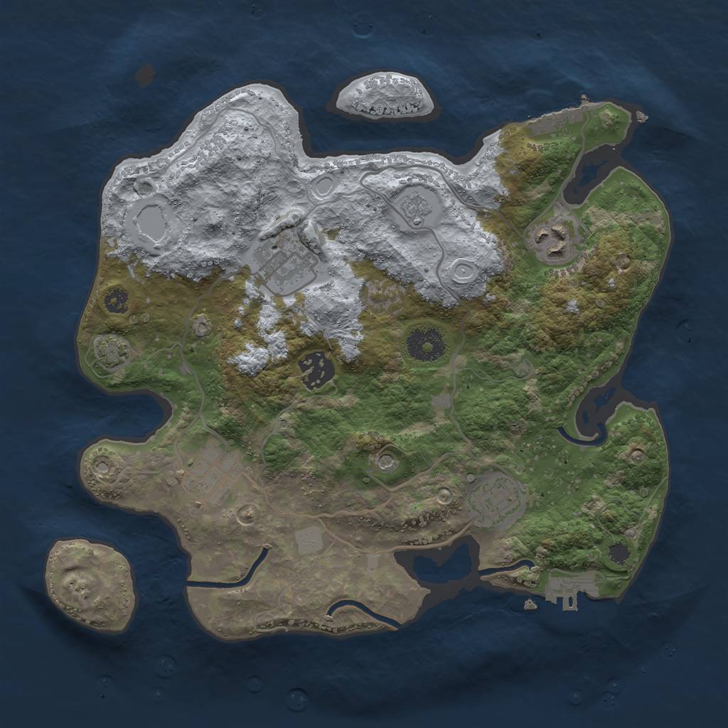 Rust Map: Procedural Map, Size: 3000, Seed: 1849431670, 12 Monuments
