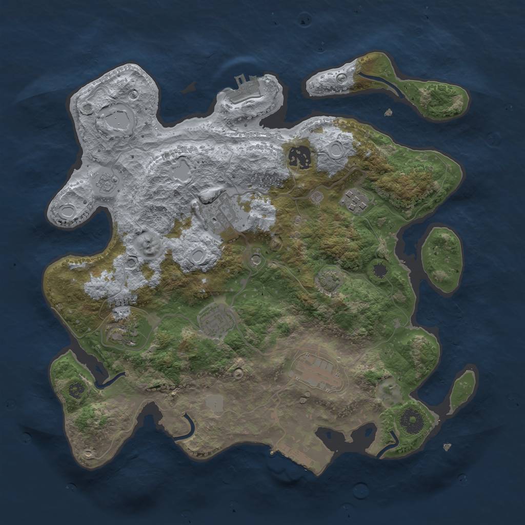 Rust Map: Procedural Map, Size: 3300, Seed: 344159029, 13 Monuments