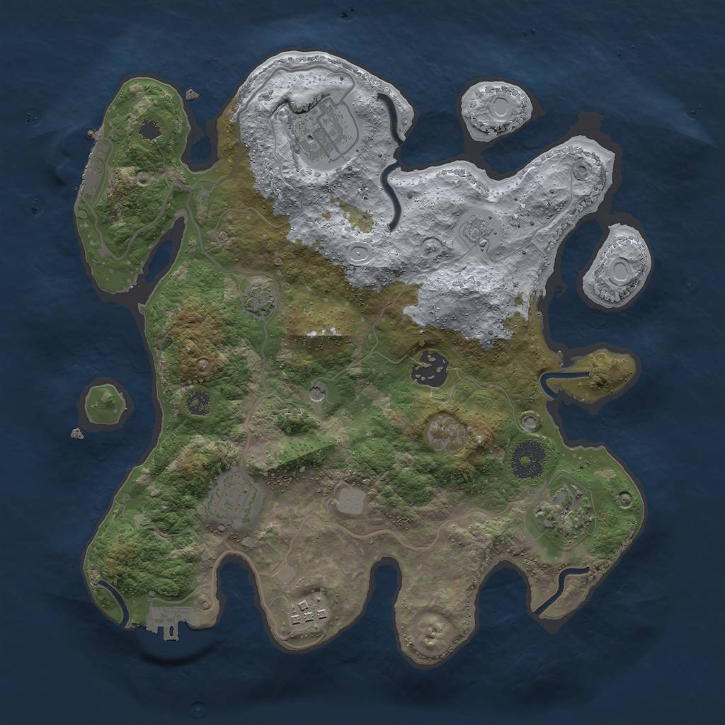 Rust Map: Procedural Map, Size: 3000, Seed: 1736870931, 12 Monuments