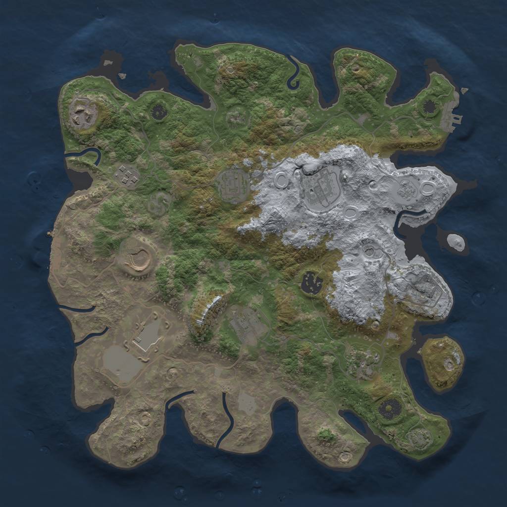 Rust Map: Procedural Map, Size: 3500, Seed: 212381732, 16 Monuments