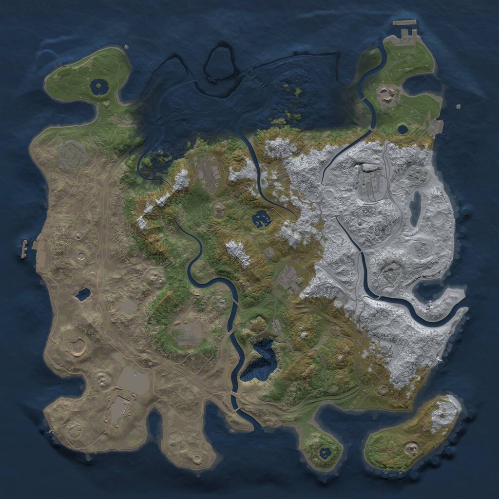 Rust Map: Procedural Map, Size: 4250, Seed: 1120997523, 17 Monuments