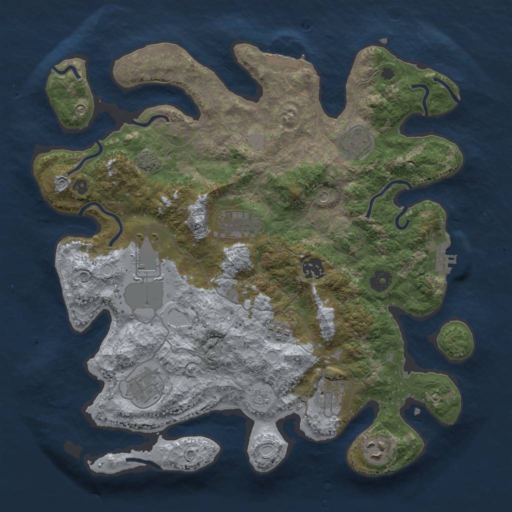 Rust Map: Procedural Map, Size: 3500, Seed: 3550, 15 Monuments