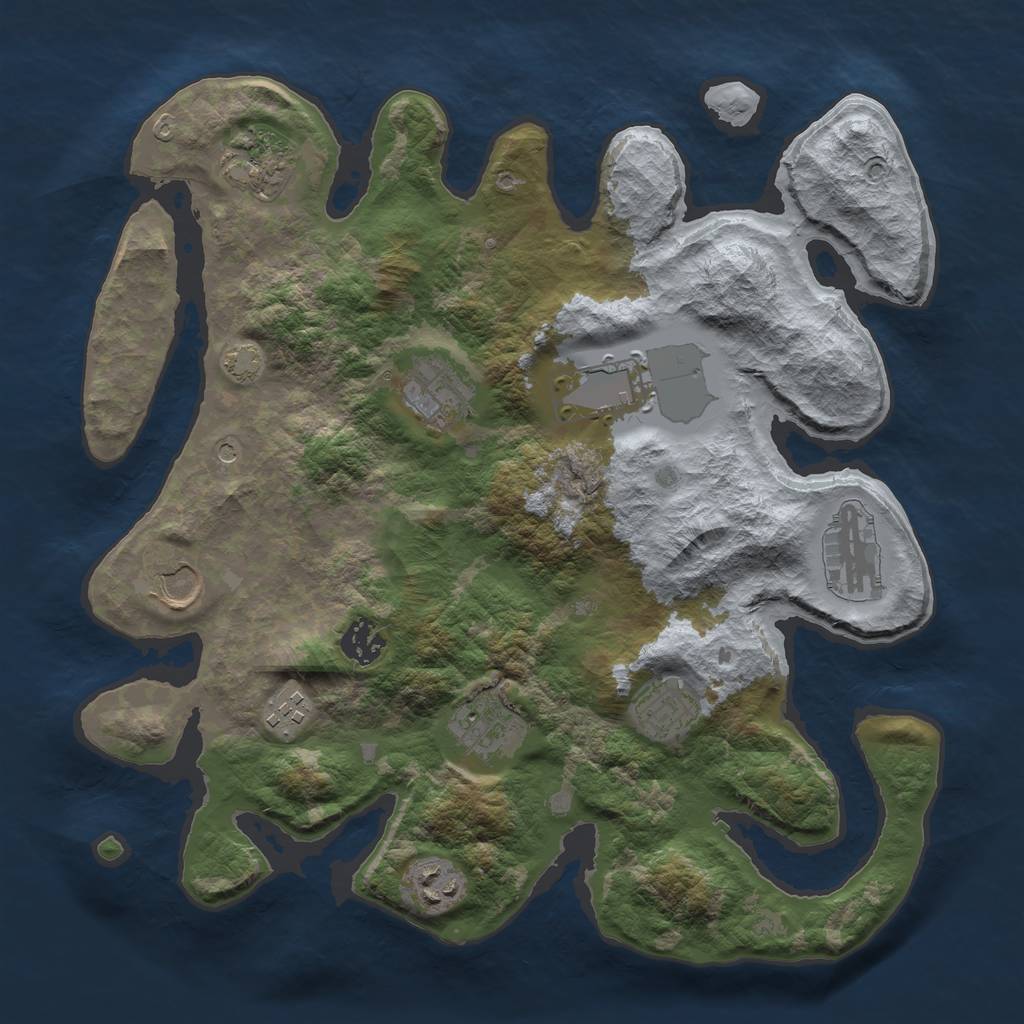 Rust Map: Barren, Size: 3500, Seed: 773522023, 13 Monuments