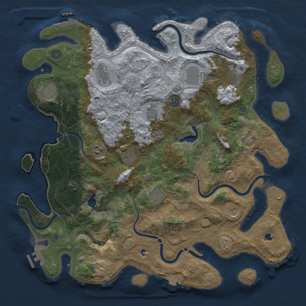 Rust Map: Procedural Map, Size: 4500, Seed: 1039437963, 19 Monuments