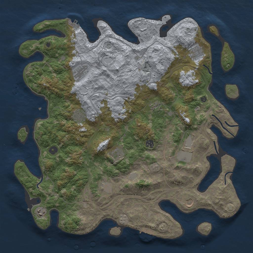 Rust Map: Procedural Map, Size: 4500, Seed: 1039437963, 18 Monuments