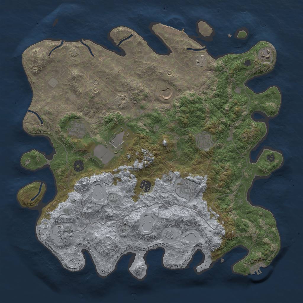 Rust Map: Procedural Map, Size: 4000, Seed: 7250645, 16 Monuments