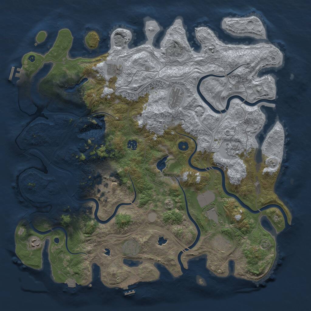 Rust Map: Procedural Map, Size: 4600, Seed: 2069461091, 16 Monuments
