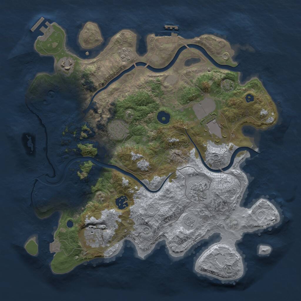 Rust Map: Procedural Map, Size: 3500, Seed: 35223651, 13 Monuments