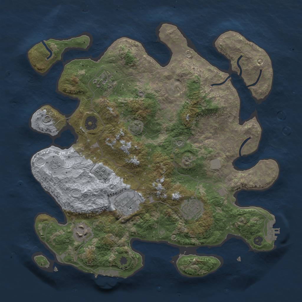 Rust Map: Procedural Map, Size: 3300, Seed: 1374005646, 12 Monuments