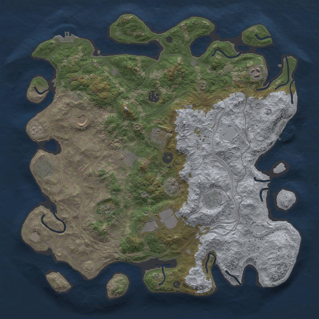 Rust Map: Procedural Map, Size: 4250, Seed: 198349507, 17 Monuments