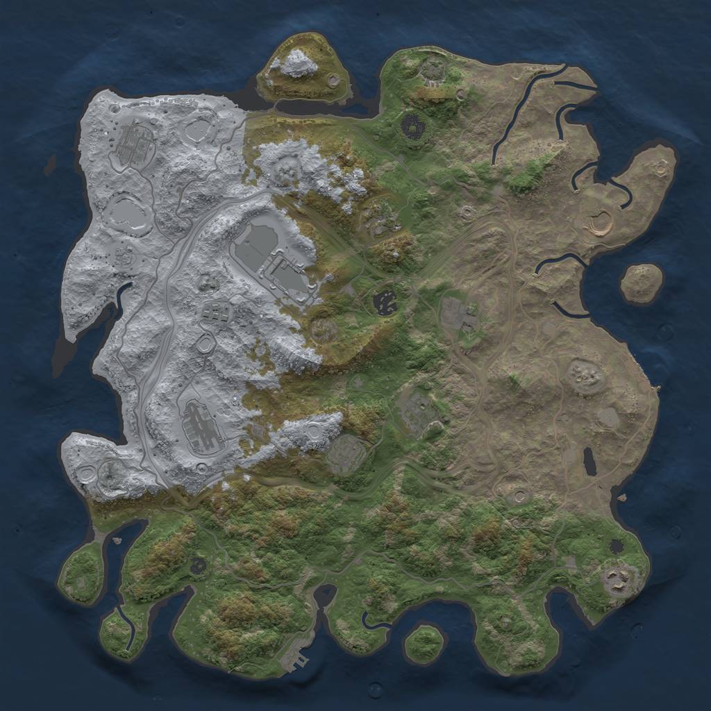 Rust Map: Procedural Map, Size: 4250, Seed: 1784590302, 19 Monuments