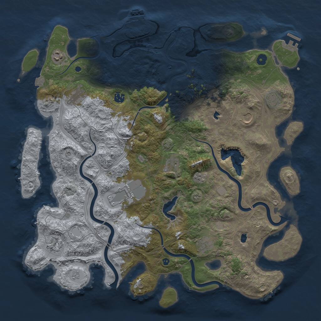 Rust Map: Procedural Map, Size: 4500, Seed: 964876246, 16 Monuments