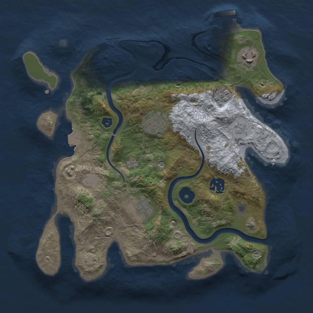 Rust Map: Procedural Map, Size: 3000, Seed: 105351324, 10 Monuments