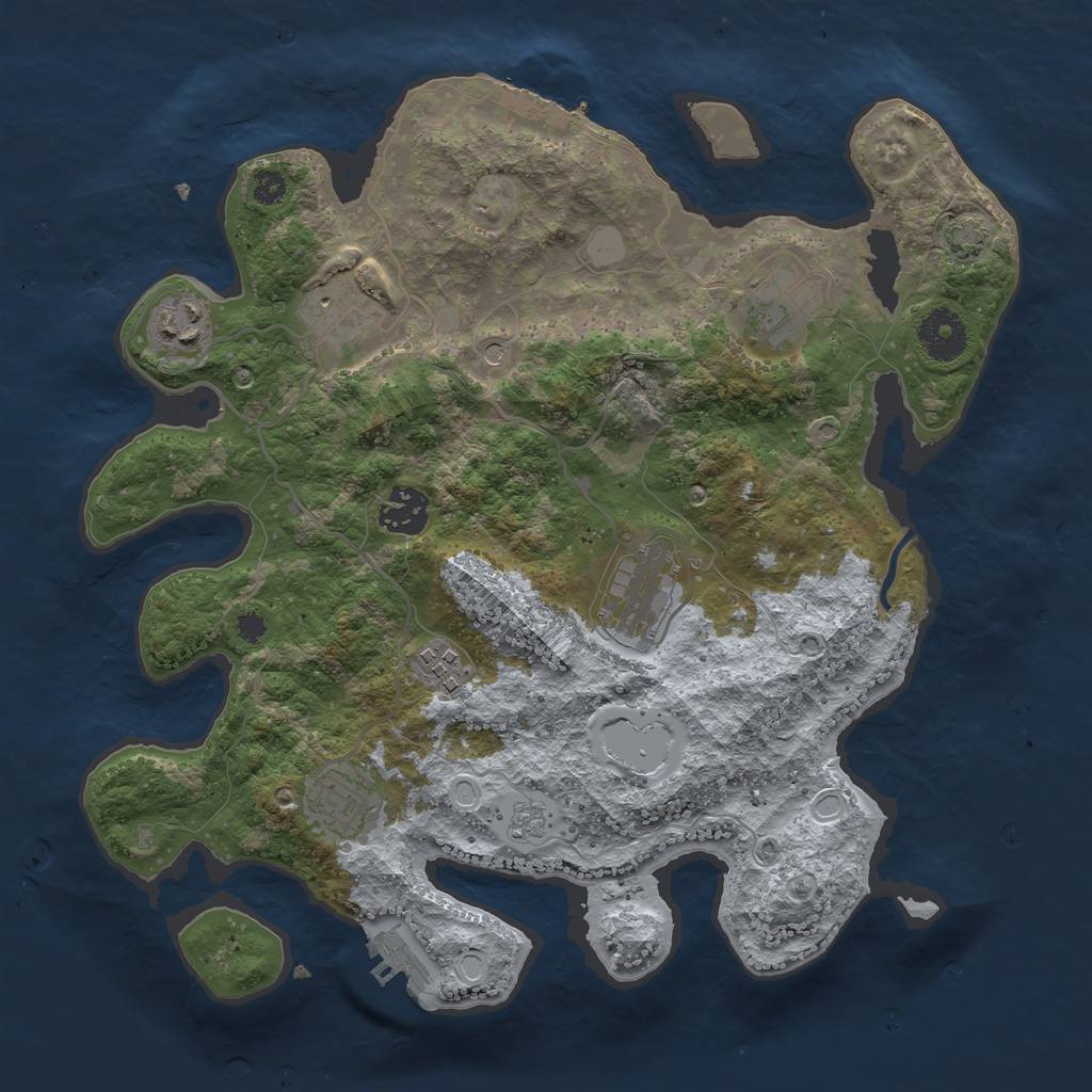 Rust Map: Procedural Map, Size: 3300, Seed: 86765542, 14 Monuments
