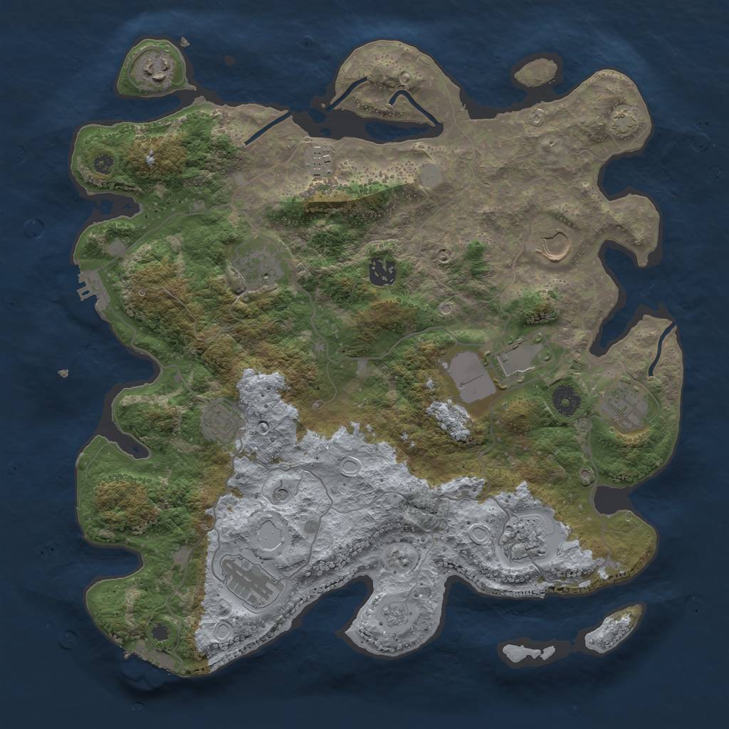 Rust Map: Procedural Map, Size: 3750, Seed: 1804146061, 18 Monuments